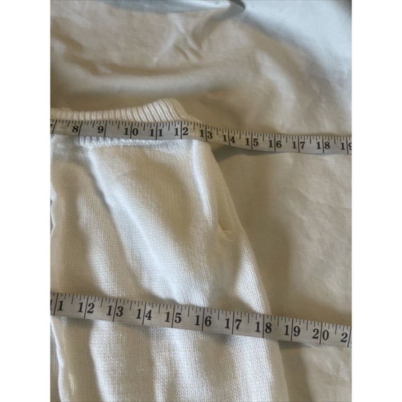 Womens White Knit High Rise Pants Drawstring Ribbed Size XL Sweatpants Jogger - Picture 10 of 13